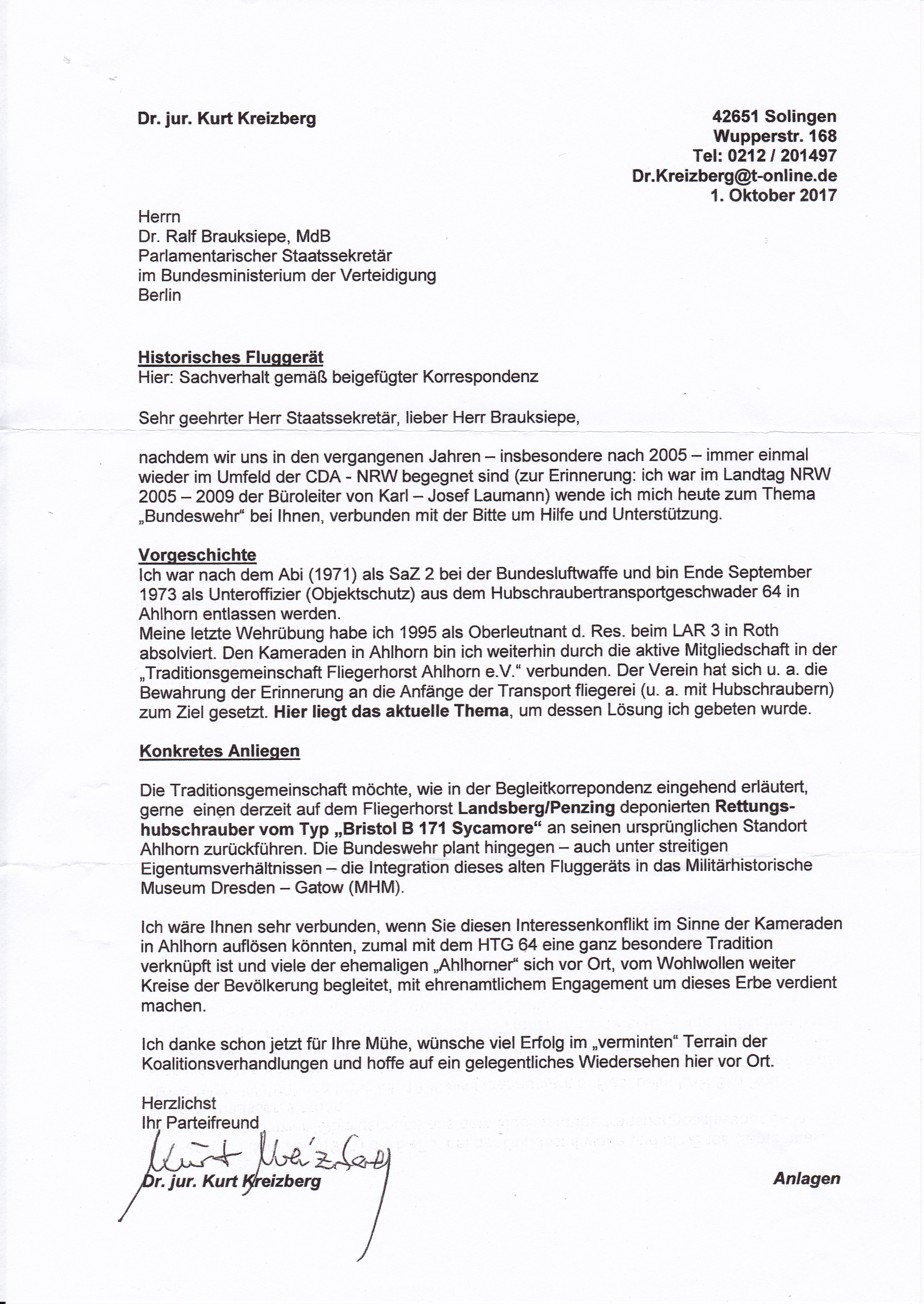 Brief Kreizberg Brauksiepe